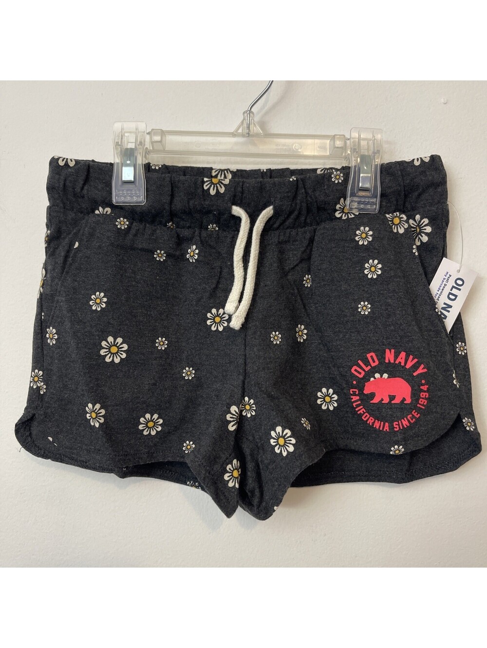 Old Navy Girls Medium 8 Gray Floral Elastic-Waist Pocket Shorts NWT! A7325